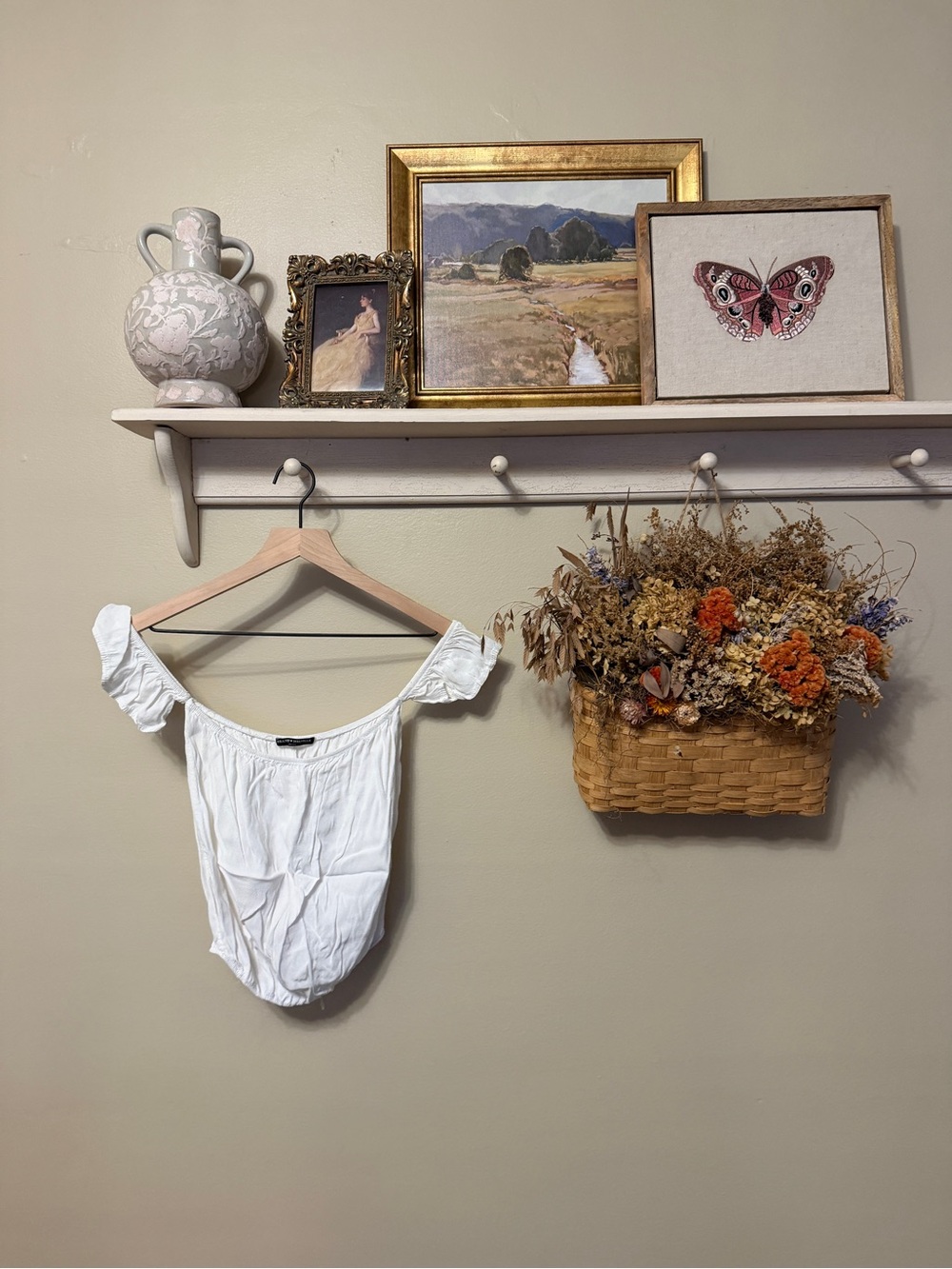Brandy Melville White Off-Shoulder Crop Top